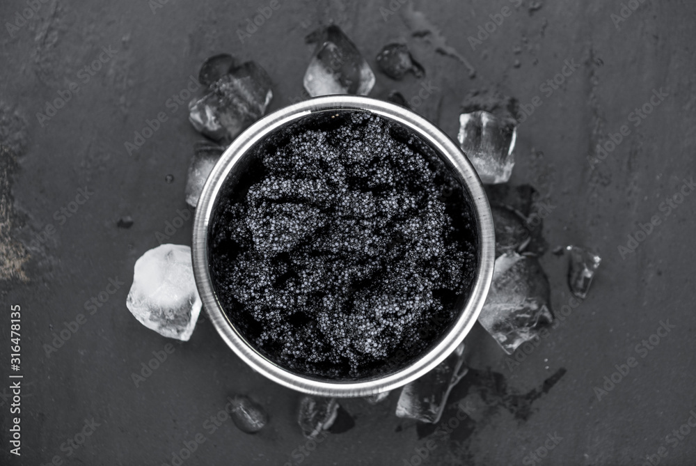 Black Caviar as detailed close-up shot, selective focus Black Caviar as detailed close-up shot, selective focus