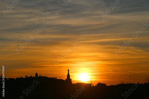 Beautiful photo of the sky sunset in the Moscow Kremlin