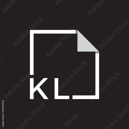 Monogram initial KL Logo with square frame line art. vector illustration