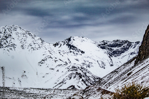 mountains in winter and sky