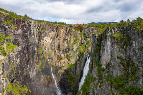 Aerial view of Voringsfossen Waterfall. Hordaland, Norway. photo