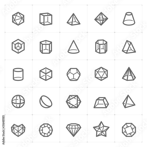 Icon set - Geometric Shapes icon outline stroke vector illustration on white background