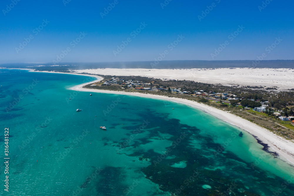 The beach and coastline of Lancelin, a small town north of Perth in Western Australia, famous for it's interior sandunes
