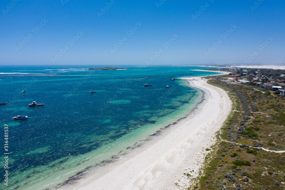 The beach and coastline of Lancelin, a small town north of Perth in Western Australia, famous for it's interior sandunes