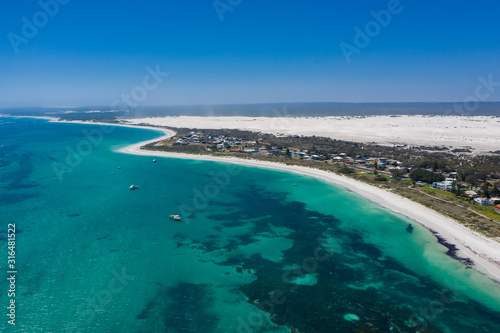 The beach and coastline of Lancelin, a small town north of Perth in Western Australia, famous for it's interior sandunes photo