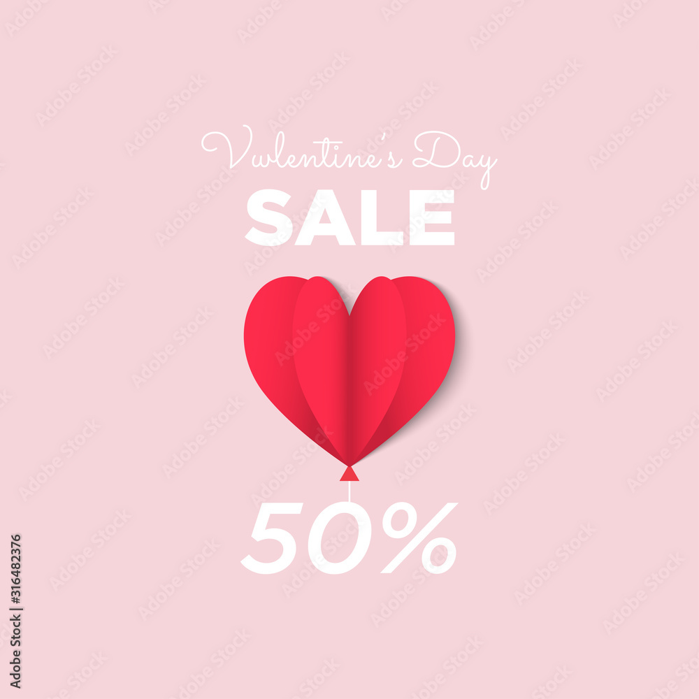 Valentines day sale background with Heart . illustration.Wallpaper.flyers, invitation, posters, brochure, banners for advertising. - Vector