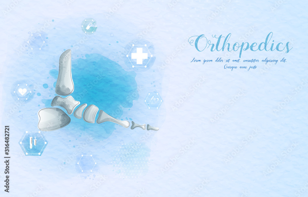 Medical orthopedic watercolor background. Treatment for orthopedics ...