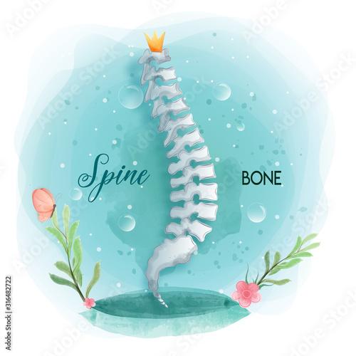 Medical orthopedic watercolor background. Treatment for orthopedics traumatology of spine bones and joints injury. Medical presentation, hospital. Vector illustration