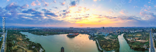 Aerial photo of Huayang Lake Wetland Park, Dongguan, Guangdong Province, China