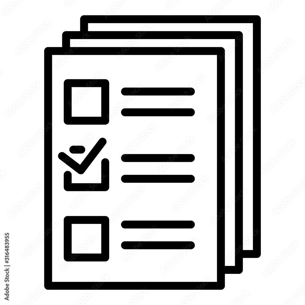 Checklist papers icon. Outline checklist papers vector icon for web design isolated on white background Checklist papers icon. Outline checklist papers vector icon for web design isolated on white background