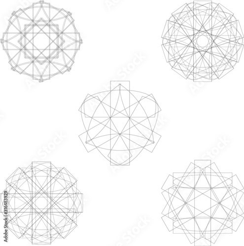 Original and unique geometric shape sign, pentagram rune