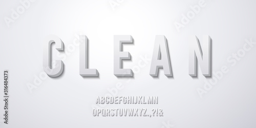 Clean 3d text style template. Modern minimal Title font extrude effect vector