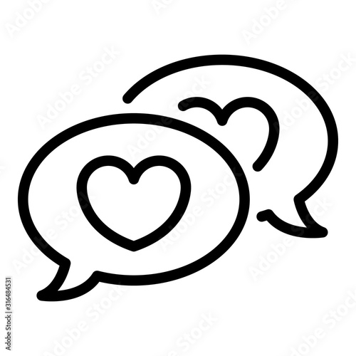 Love chat icon. Outline love chat vector icon for web design isolated on white background