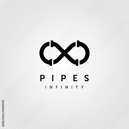 infinity pipes logo plumbing twin circle vector illustration design