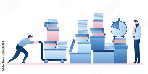 Busy businesspeople characters.Time management and deadline concept