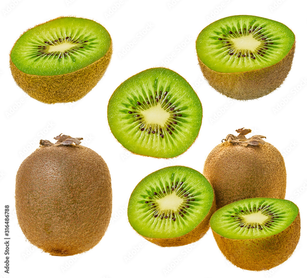 Fototapeta premium Kiwi fruit whole and sliced