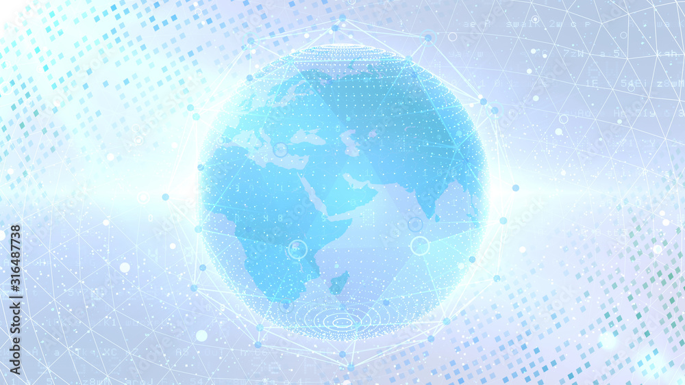 Earth on Digital Network concept background Middle East Earth on Digital Network concept background Middle East