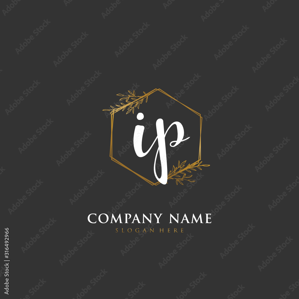 Handwritten initial letter I P IP for identity and logo. Vector logo template with handwriting and signature style. Handwritten initial letter I P IP for identity and logo. Vector logo template with handwriting and signature style.