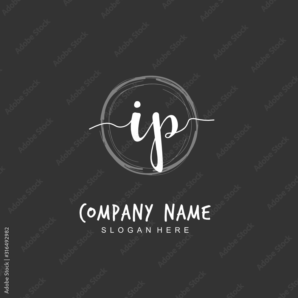 Handwritten initial letter I P IP for identity and logo. Vector logo template with handwriting and signature style. Handwritten initial letter I P IP for identity and logo. Vector logo template with handwriting and signature style.