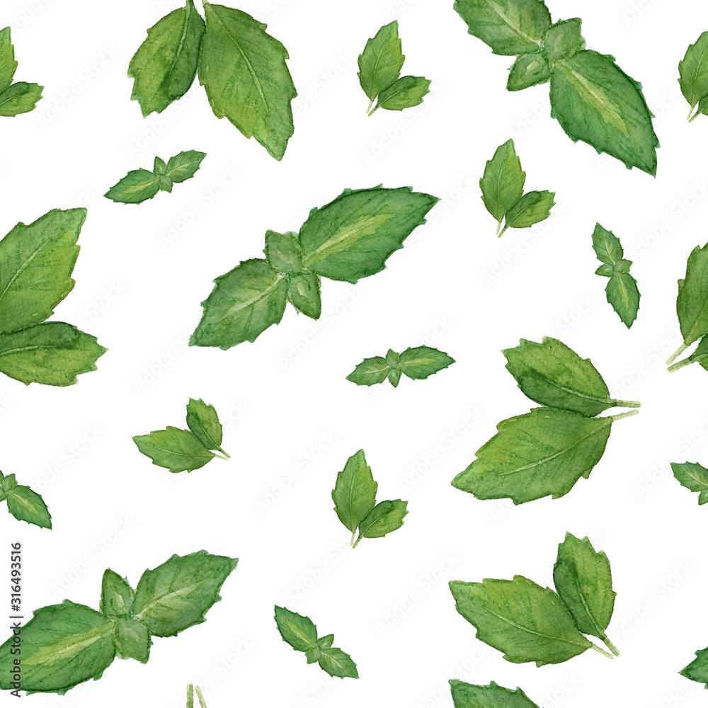 seamless hand drawn watercolor pattern background with vibrant colors green mint. Intense colors greenery, healthy food, for kitchen, textile and wallpaper vegetarian vegan white isolated background seamless hand drawn watercolor pattern background with vibrant colors green mint. Intense colors greenery, healthy food, for kitchen, textile and wallpaper vegetarian vegan white isolated background