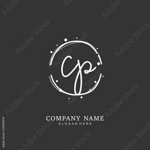Handwritten initial letter C P CP for identity and logo. Vector logo template with handwriting and signature style.
