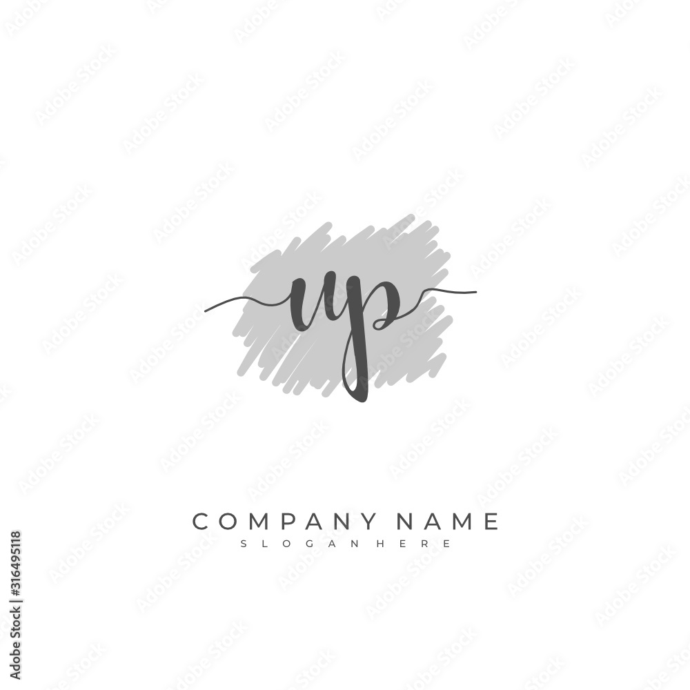 Handwritten initial letter U P UP for identity and logo. Vector logo template with handwriting and signature style. Handwritten initial letter U P UP for identity and logo. Vector logo template with handwriting and signature style.