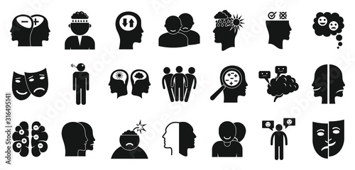 Bipolar disorder icons set. Simple set of bipolar disorder vector icons for web design on white background