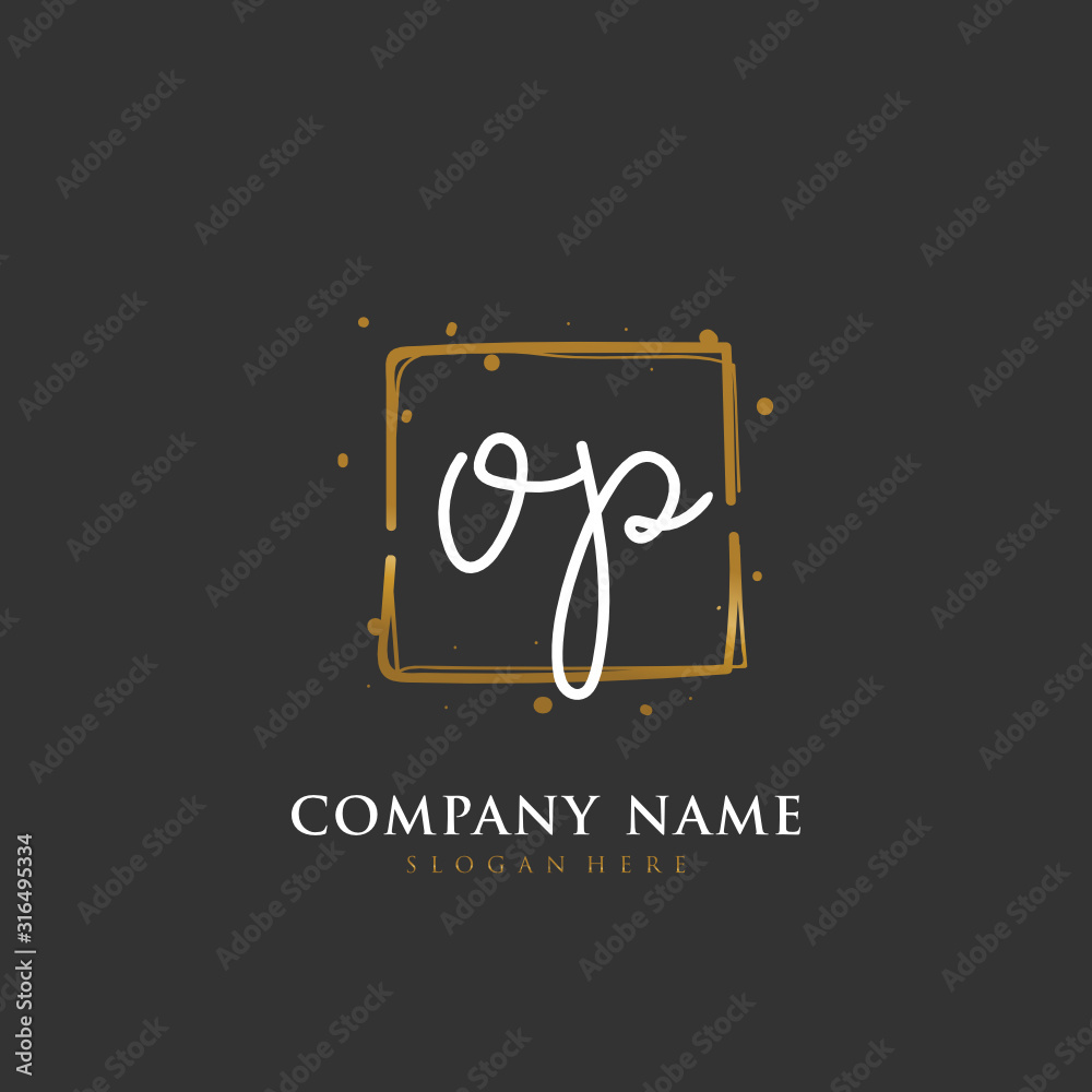 Handwritten initial letter O P OP for identity and logo. Vector logo template with handwriting and signature style. Handwritten initial letter O P OP for identity and logo. Vector logo template with handwriting and signature style.
