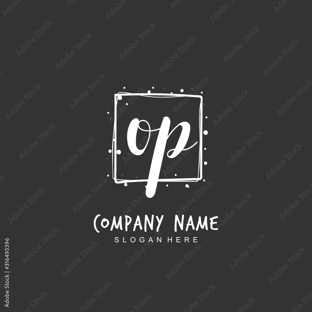 Handwritten initial letter O P OP for identity and logo. Vector logo template with handwriting and signature style. Handwritten initial letter O P OP for identity and logo. Vector logo template with handwriting and signature style.