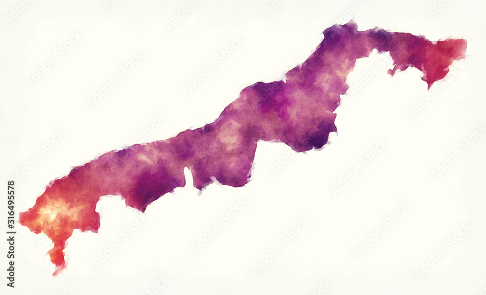 Obraz premium Colon province watercolor map of Panama