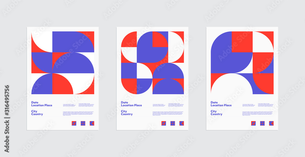 Swiss Design Style Vector Posters Set