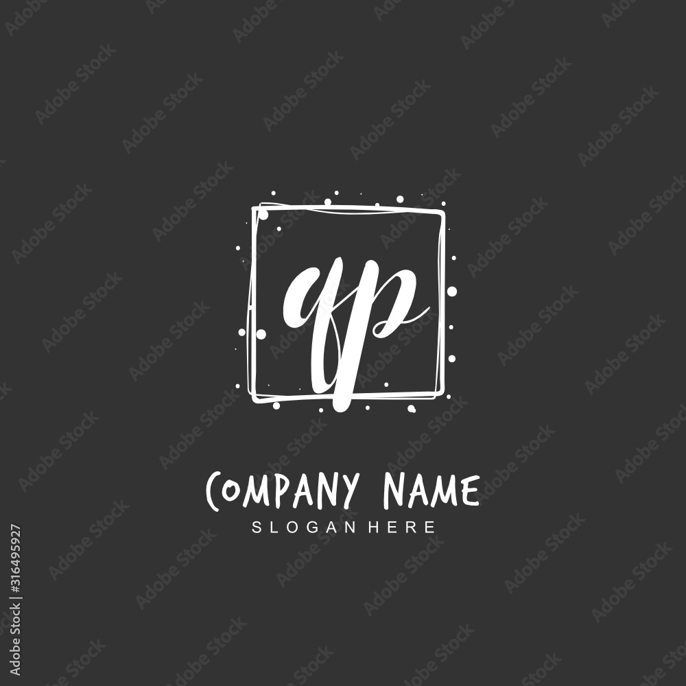 Handwritten initial letter Q P QP for identity and logo. Vector logo template with handwriting and signature style. Handwritten initial letter Q P QP for identity and logo. Vector logo template with handwriting and signature style.