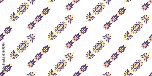 Abstract embroidery seamless ikat pattern. Tribal ethnic folk vector texture.