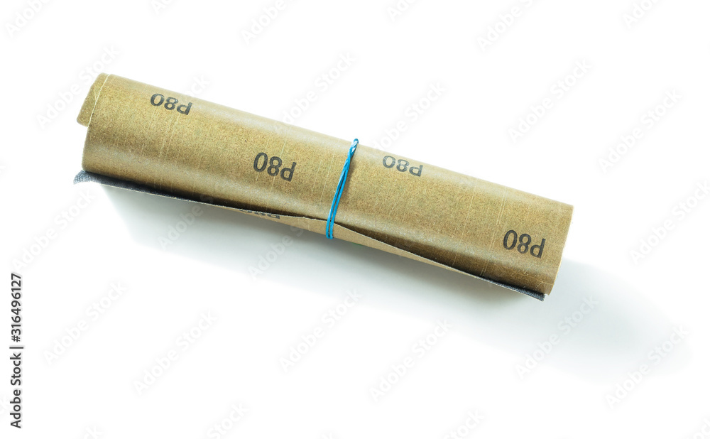 rolled sand paper isolated on white rolled sand paper isolated on white