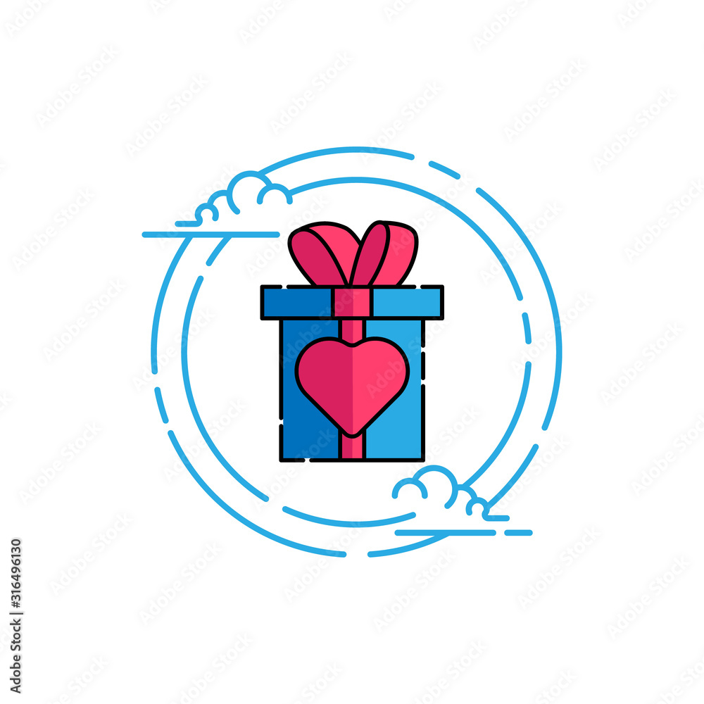 Gift box with ribbon line icon, outline vector sign, linear style pictogram isolated on white background. Symbol, logo illustration. Gift template illustration of gift box present, greeting, surprise.