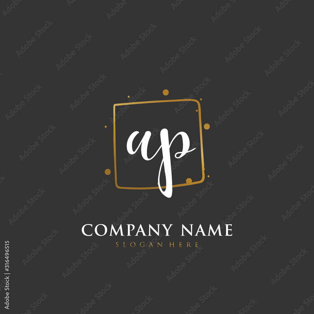 Handwritten initial letter A P AP for identity and logo. Vector logo template with handwriting and signature style. Handwritten initial letter A P AP for identity and logo. Vector logo template with handwriting and signature style.