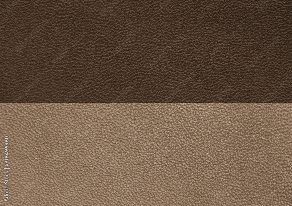 Fototapeta premium Genuine Leather. Two colors. Brown. Chocolate. Leather material texture.