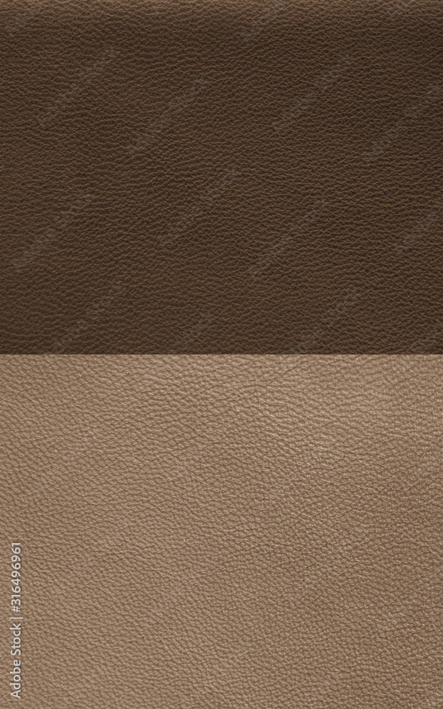 Fototapeta premium Genuine Leather. Two colors. Brown. Chocolate. Leather material texture.