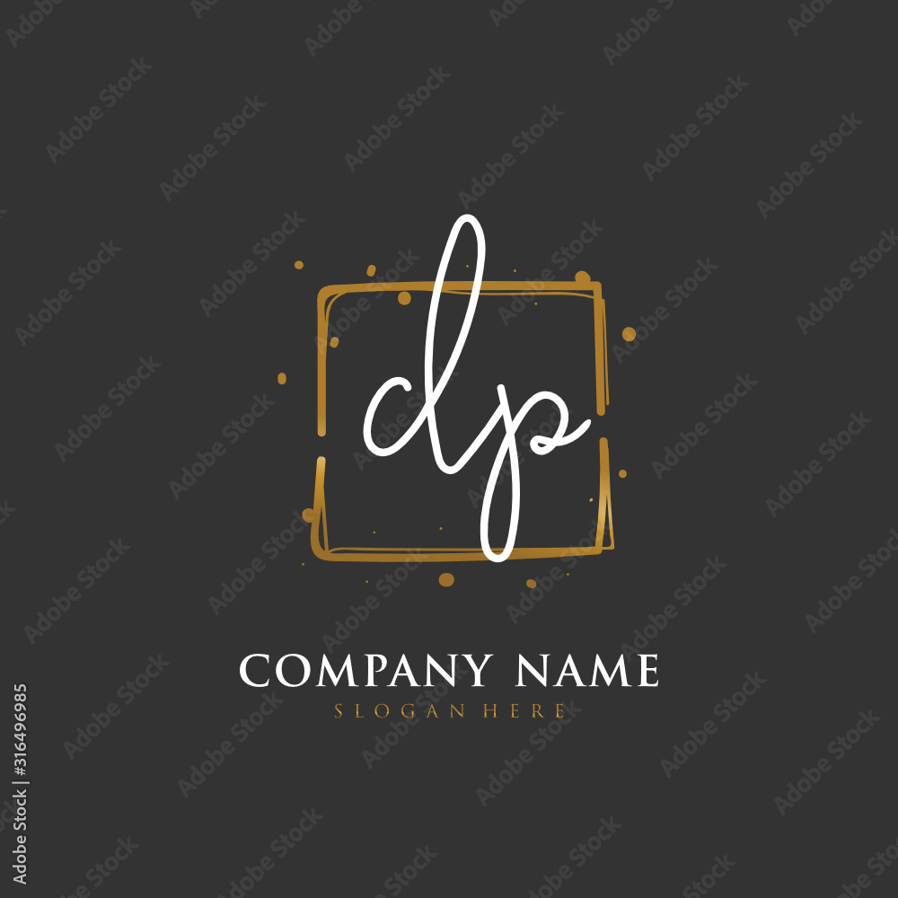 Handwritten initial letter D P DP for identity and logo. Vector logo template with handwriting and signature style. Handwritten initial letter D P DP for identity and logo. Vector logo template with handwriting and signature style.