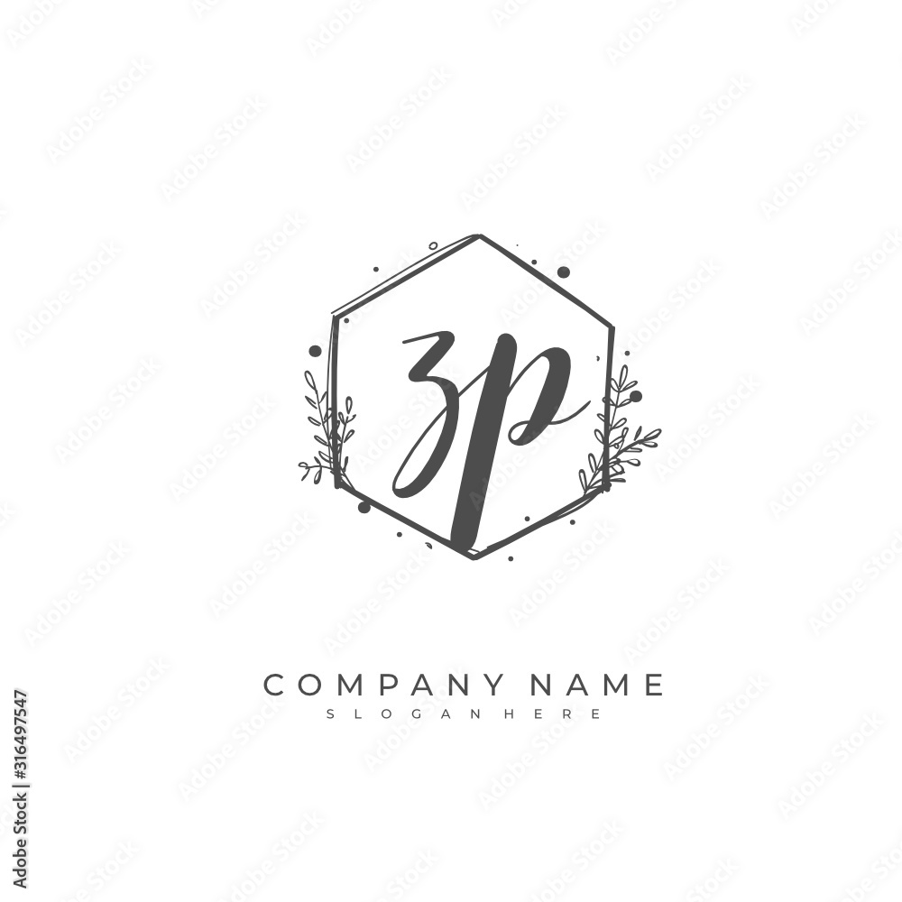 Handwritten initial letter Z P ZP for identity and logo. Vector logo template with handwriting and signature style.