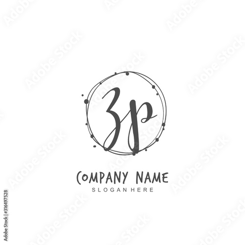 Handwritten initial letter Z P ZP for identity and logo. Vector logo template with handwriting and signature style.