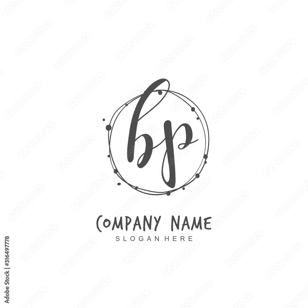 Handwritten initial letter B P BP for identity and logo. Vector logo template with handwriting and signature style. Handwritten initial letter B P BP for identity and logo. Vector logo template with handwriting and signature style.