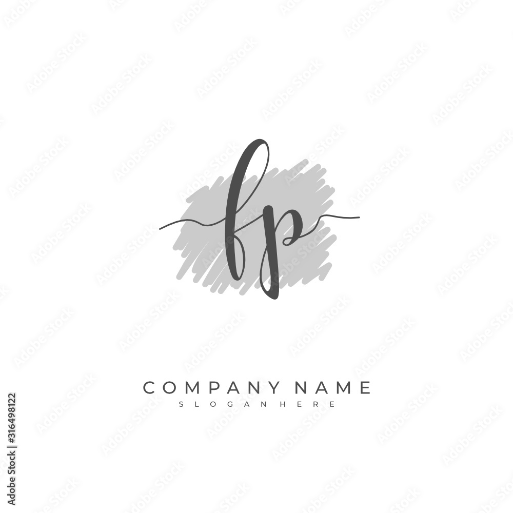 Handwritten initial letter F P FP for identity and logo. Vector logo template with handwriting and signature style. Handwritten initial letter F P FP for identity and logo. Vector logo template with handwriting and signature style.