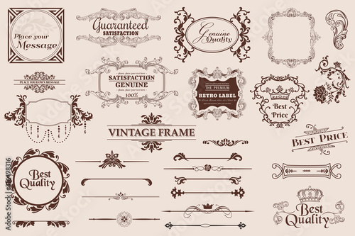 vintage set of calligraphic design elements