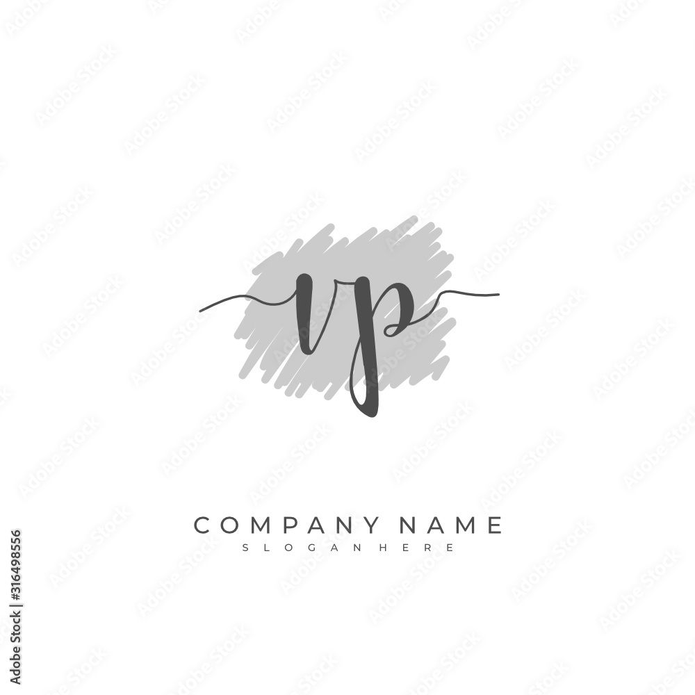 Handwritten initial letter V P VP for identity and logo. Vector logo template with handwriting and signature style. Handwritten initial letter V P VP for identity and logo. Vector logo template with handwriting and signature style.
