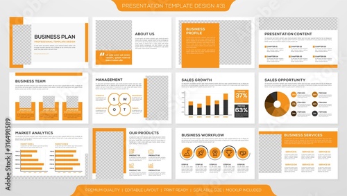 set of business presentation template with minimalist layout and modern concept, use for business profile and annual report