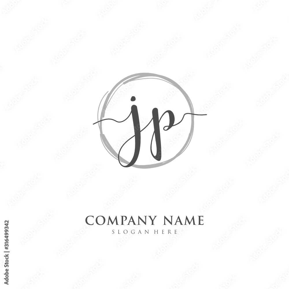 Handwritten initial letter J P JP for identity and logo. Vector logo template with handwriting and signature style. Handwritten initial letter J P JP for identity and logo. Vector logo template with handwriting and signature style.