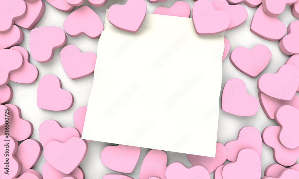 3D render heart on minimal wallpaper backdrop