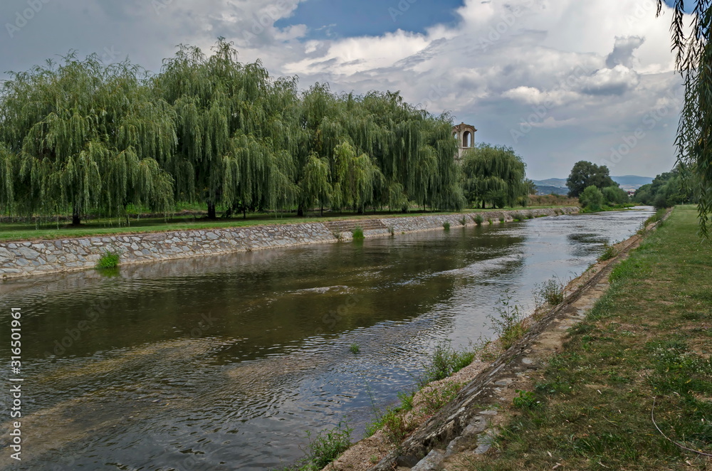 Delchevo town, landscape bi bregalnica river, Macedonia