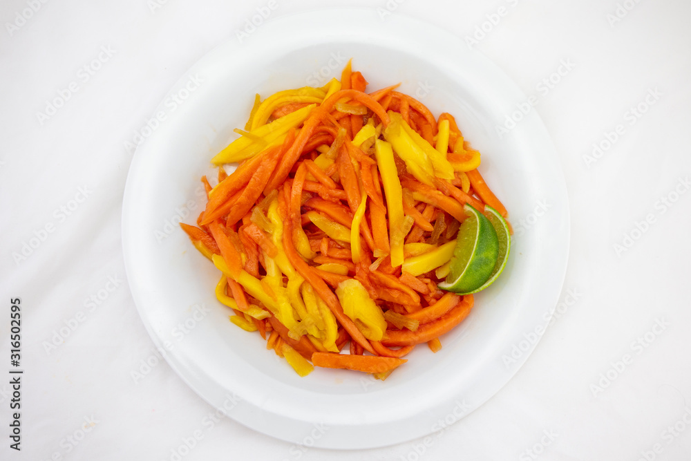 Mixed mango, red papaya salad